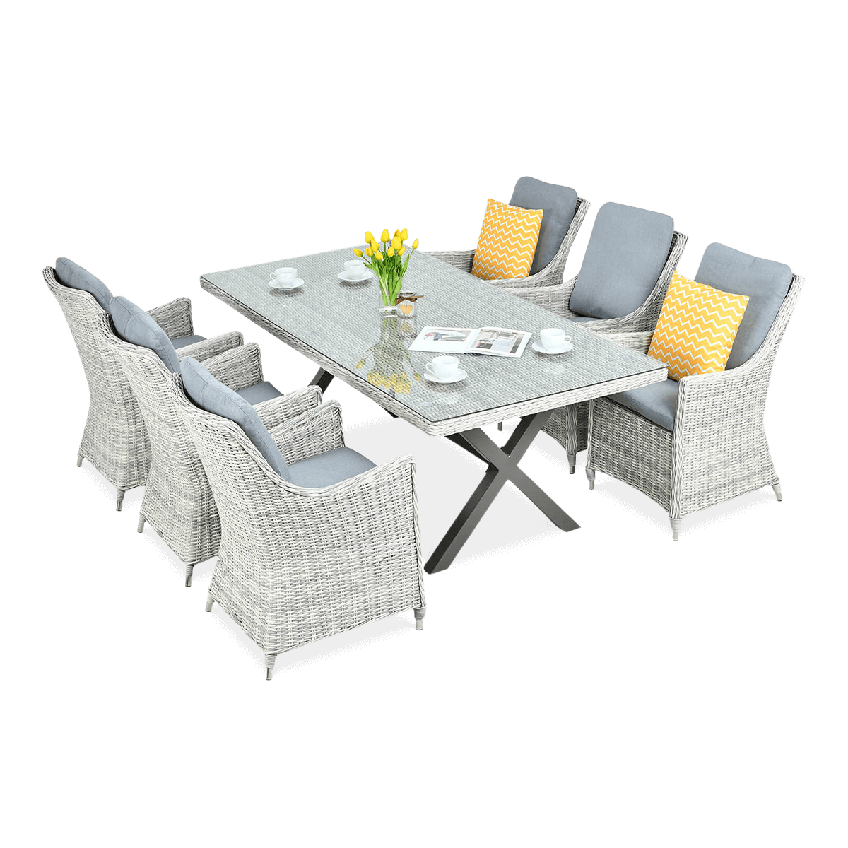 Nábytková súprava NAPOLI 6/200 White Grey Technorattan