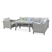 Technorattanová rohová pohovka MALAGA DINING + kreslo Modern Grey