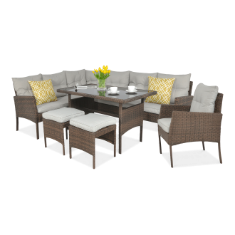 Technorattanová pohovka CORTINA + kreslo Brown