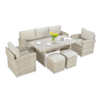 Technorattanová súprava BORNEO + PUFY Béžová