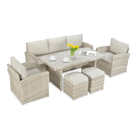 Technorattanová súprava BORNEO + PUFY Béžová