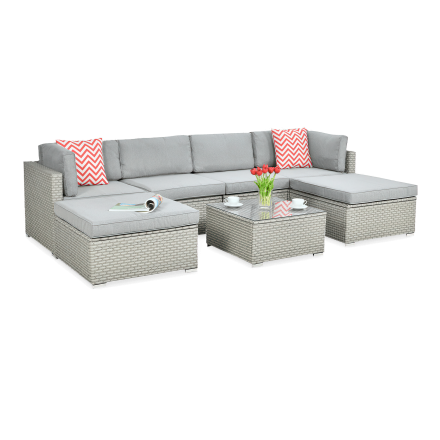 Technorattanová rohová pohovka PORTO Grey