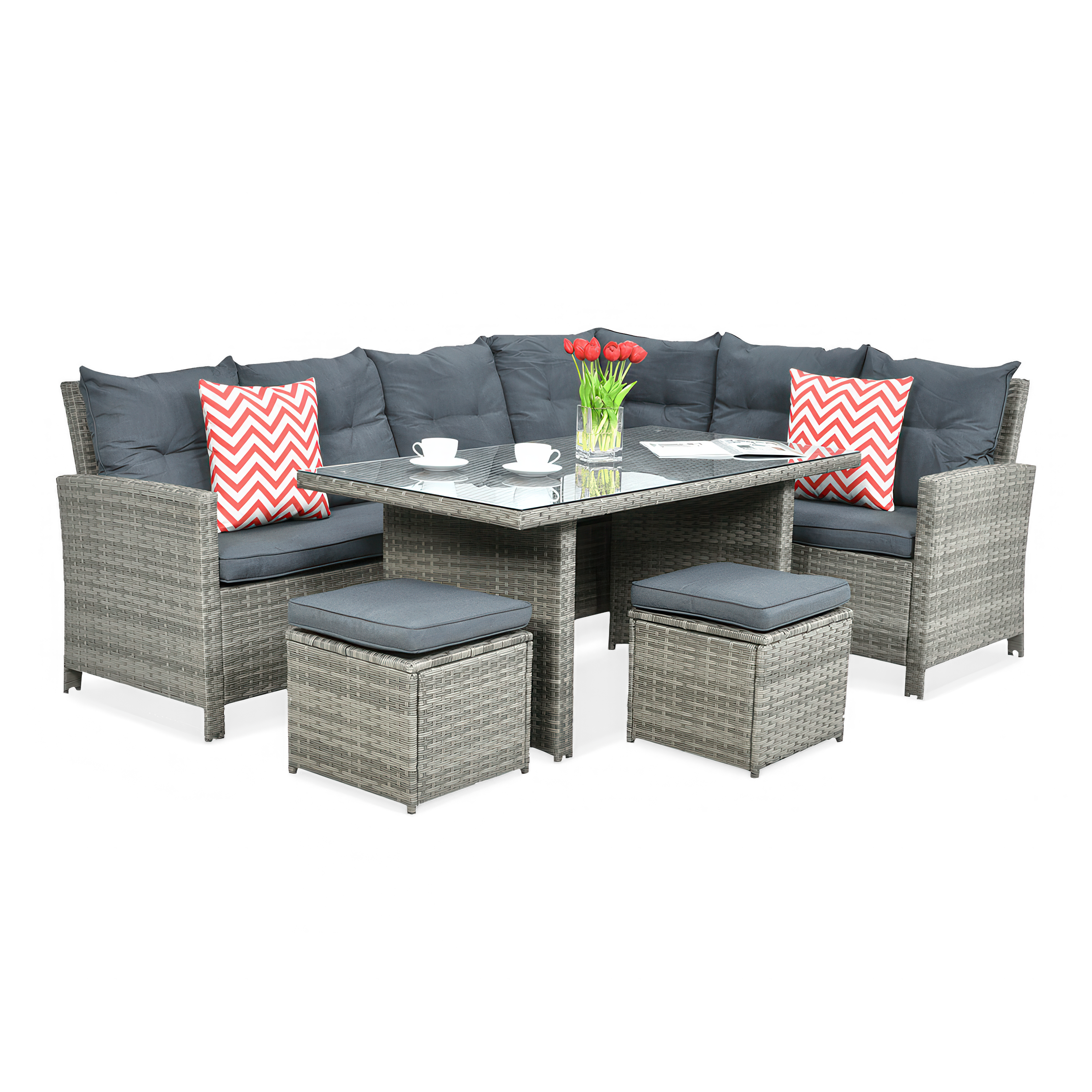 Technorattanová rohová pohovka IBIZA Grey