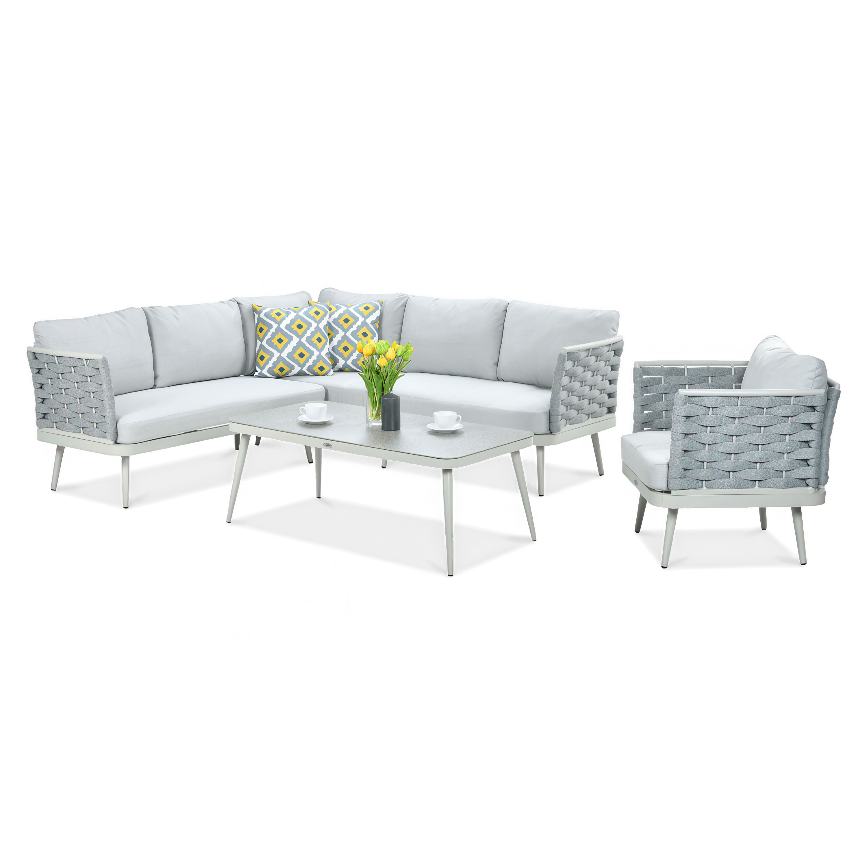 Záhradný roh MARINEL + kreslo Light Grey