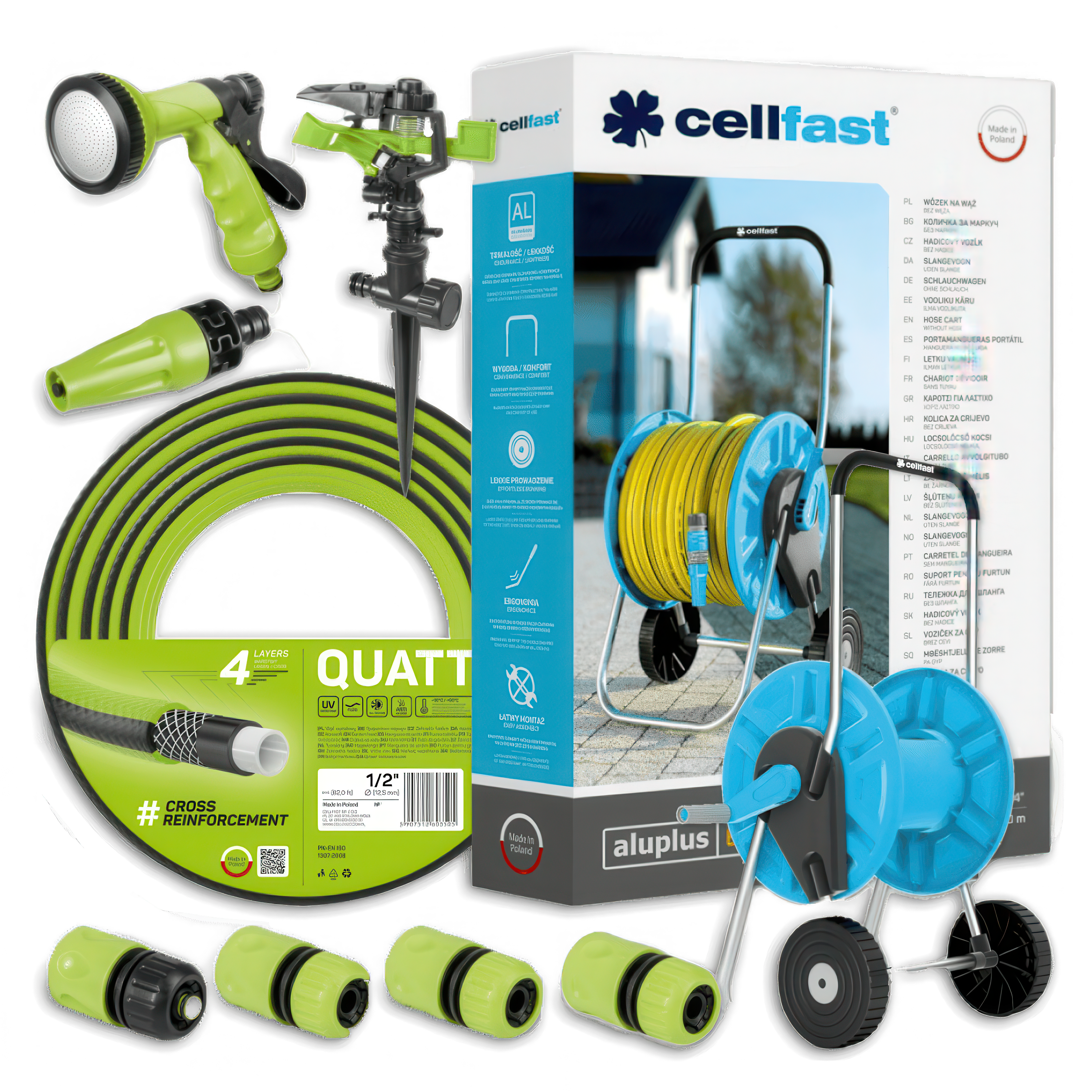 QUATTRO záhradná zavlažovacia súprava Hadica 1/2" 50 m Cellfast