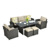 Technorattanová súprava BORNEO + PUFY Brown