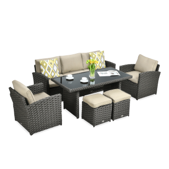 Technorattanová súprava BORNEO + PUFY Brown