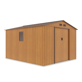 Domek narzędziowy HUDSON 277x319cm Oak Brown na białym tle