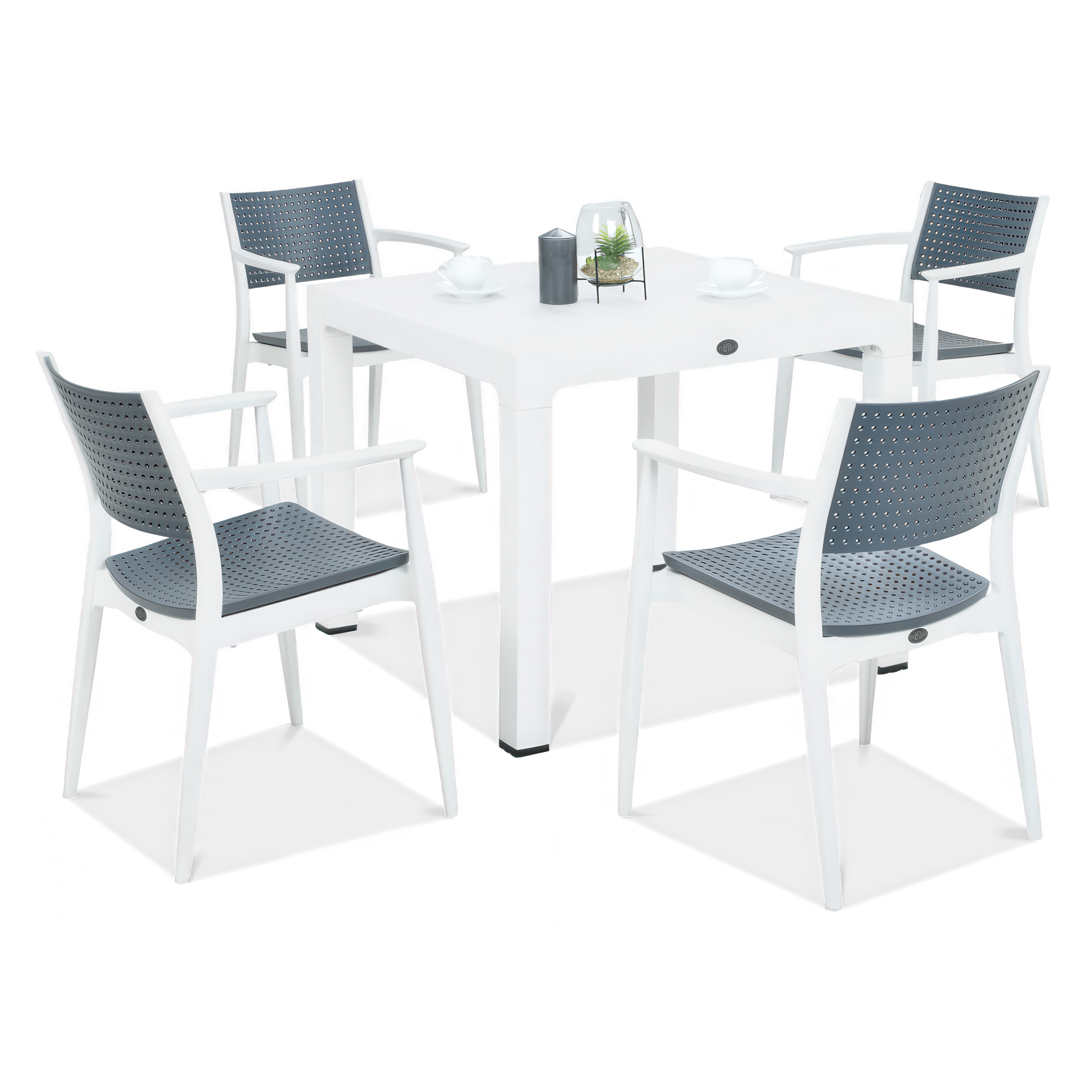 Novussi SEGINUS 4+1 biela/antracitová záhradná jedálenská súprava