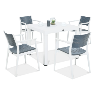Novussi SEGINUS 4+1 biela/antracitová záhradná jedálenská súprava