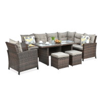 Technorattan IBIZA rohová pohovka + kreslo Brown