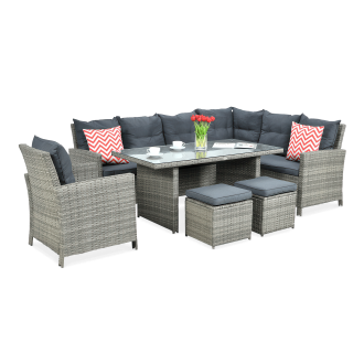 Technorattan IBIZA rohová pohovka + kreslo Sivá