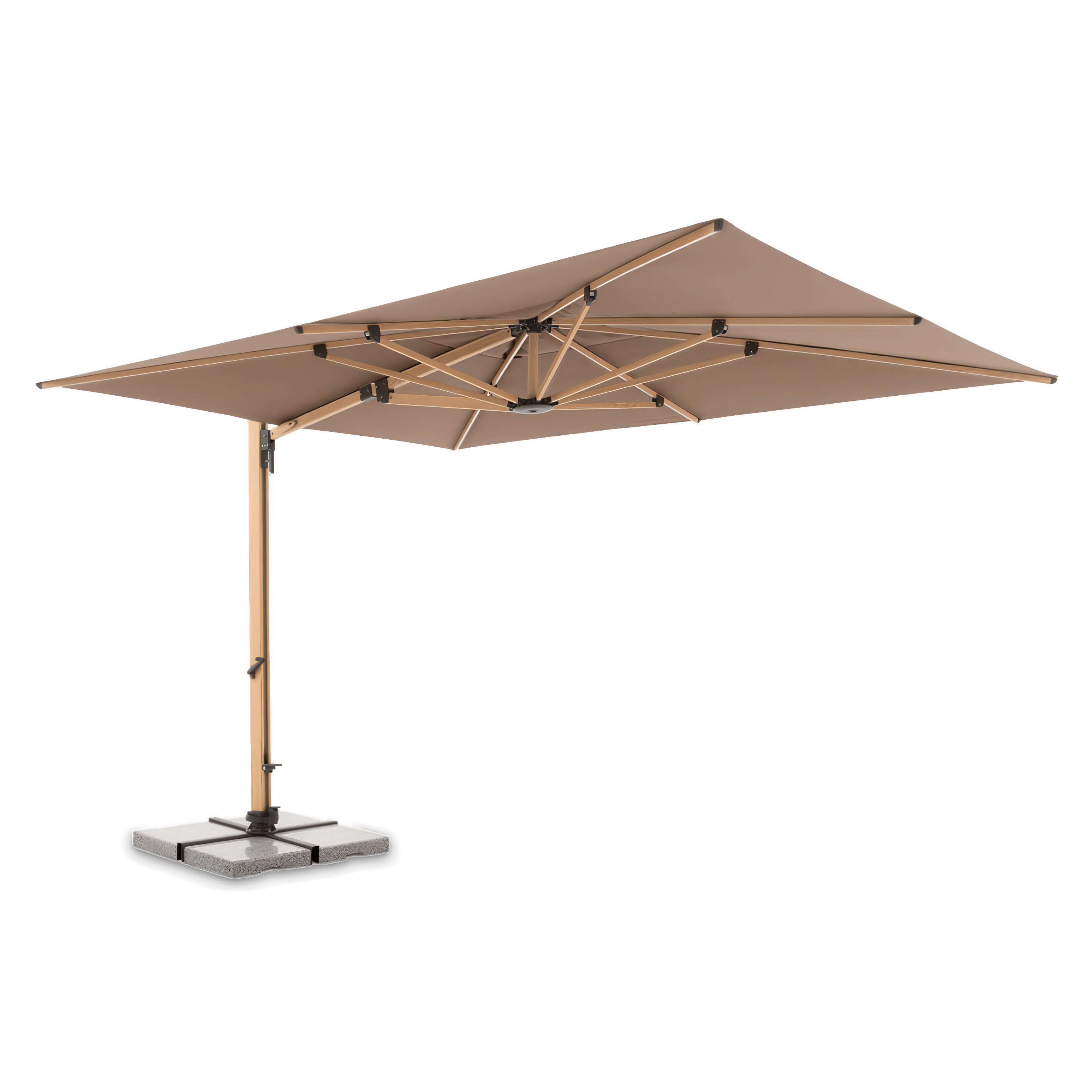 Záhradný slnečník Doppler ALU WOOD XL ULTRA 400x300 LED Caffe