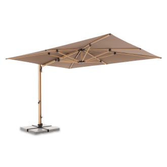 Záhradný slnečník Doppler ALU WOOD XL ULTRA 400x300 LED Caffe