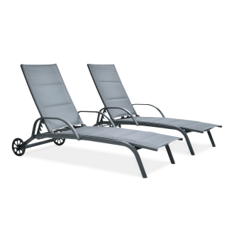 2x záhradné hliníkové ležadlo MAJORKA Grey
