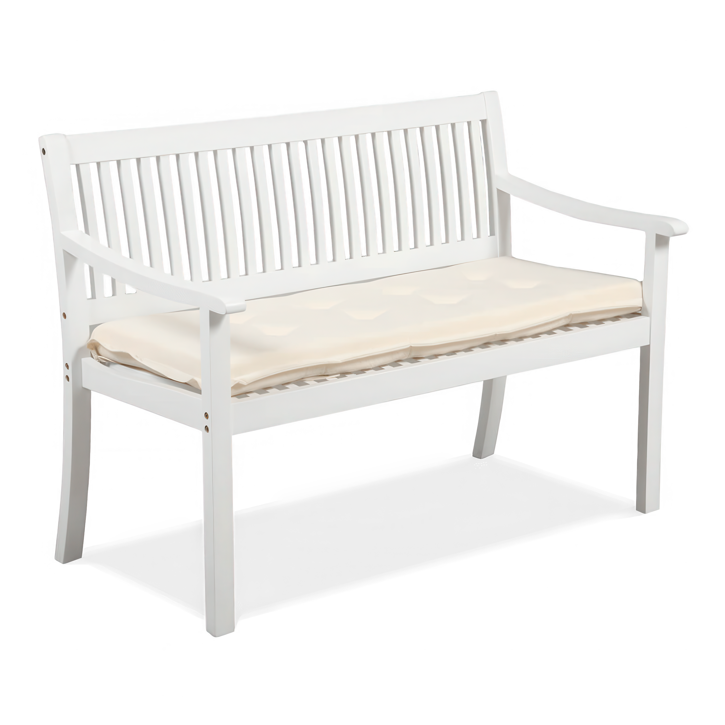 Drevená záhradná lavička s vankúšom ALNES White