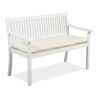 Drevená záhradná lavička s vankúšom ALNES White
