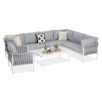 Hliníkový záhradný roh MONZA Caffe + kreslo Biela - FURRORE