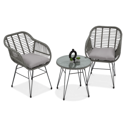 Balkónový set KUBU 2+1, sivý - FOCUS GARDEN