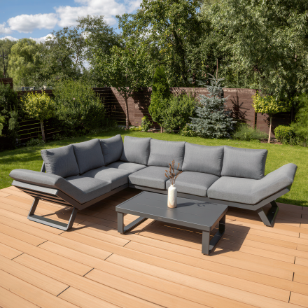 Záhradná rohová pohovka TROFEO Dark sivá - FURRORE