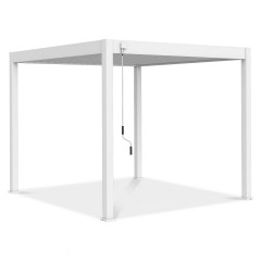 Biela hliníková pergola Gutroof ELEGANCE 3x3 m s nastaviteľnými lamelami a kľukou na ovládanie strechy