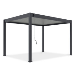 Hliníková pergola Gutroof ELEGANCE 3x4 m antracitovej farby s otočnými lamelami a kľukou na ovládanie strechy
