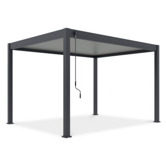 Hliníková pergola Gutroof ELEGANCE 3x4 m antracitovej farby s otočnými lamelami a kľukou na ovládanie strechy