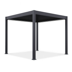 Hliníková pergola Gutroof Elegance Automatic 3x3 m antracitovej farby z pohľadu z uhla na bielom pozadí