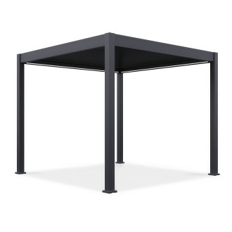 Hliníková pergola Gutroof Elegance Automatic 3x3 m antracitovej farby z pohľadu z uhla na bielom pozadí
