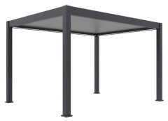 Hliníková pergola Gutroof ELEGANCE AUTOMATIC 3x4 s LED v antracitovej farbe na bielom pozadí