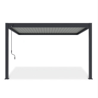 Przyścienna pergola ELEGANCE WALL 3x4 antracytowa w kolorze lameli jasno szarym
