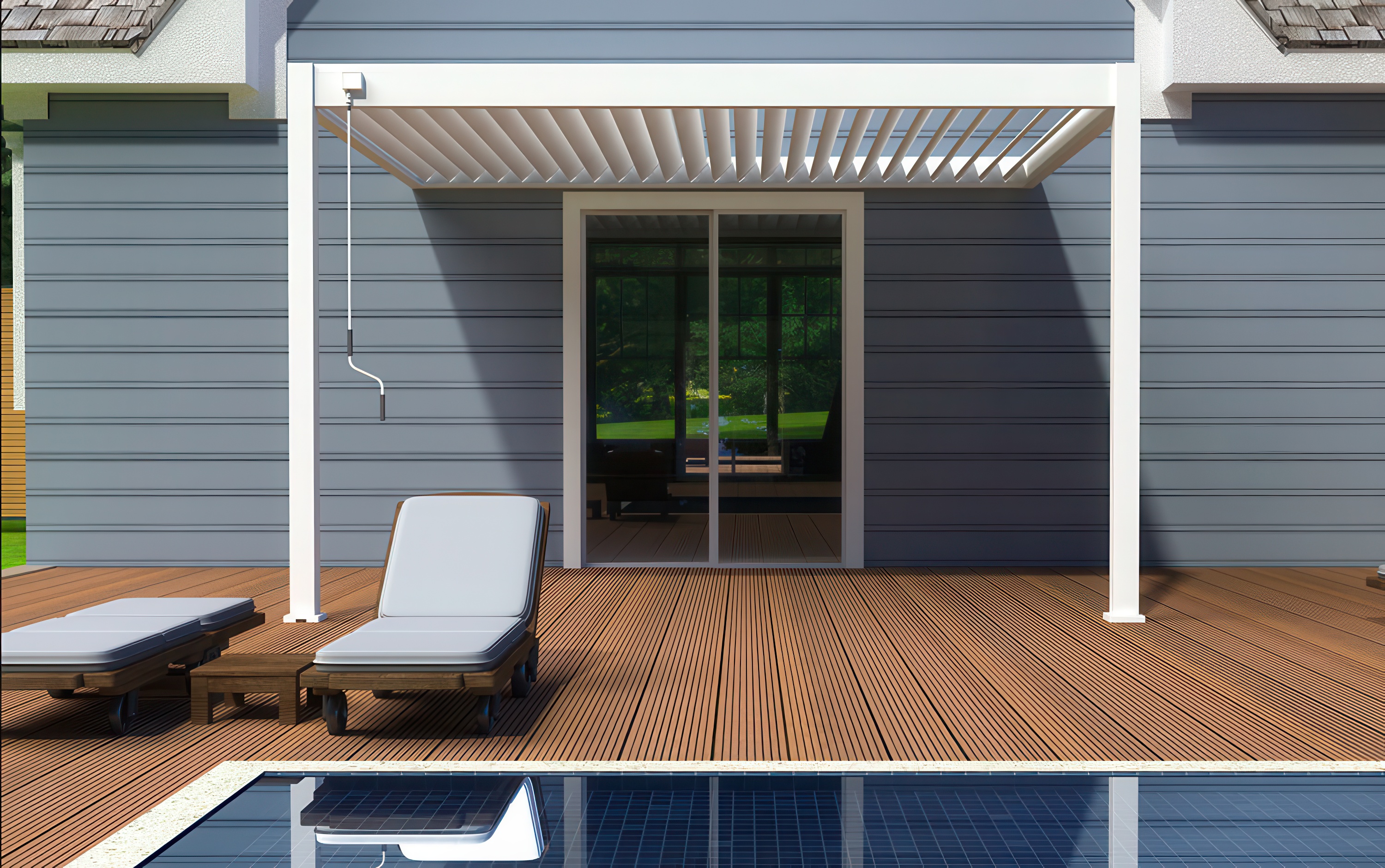 Hliníková pergola Gutroof ELEGANCE WALL 3x4 m biela