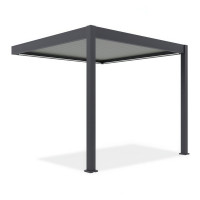 Automatická nástenná pergola s LED osvetlením 3x3 ELEGANCE WALL AUTOMATIC, antracit/svetlosivá - Gutroof