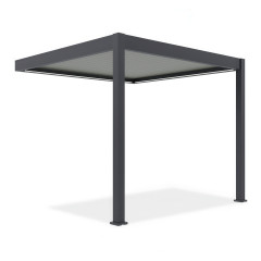 Hliníková pergola Gutroof ELEGANCE WALL AUTOMATIC 3x3 m v antracitovej farbe na bielom pozadí