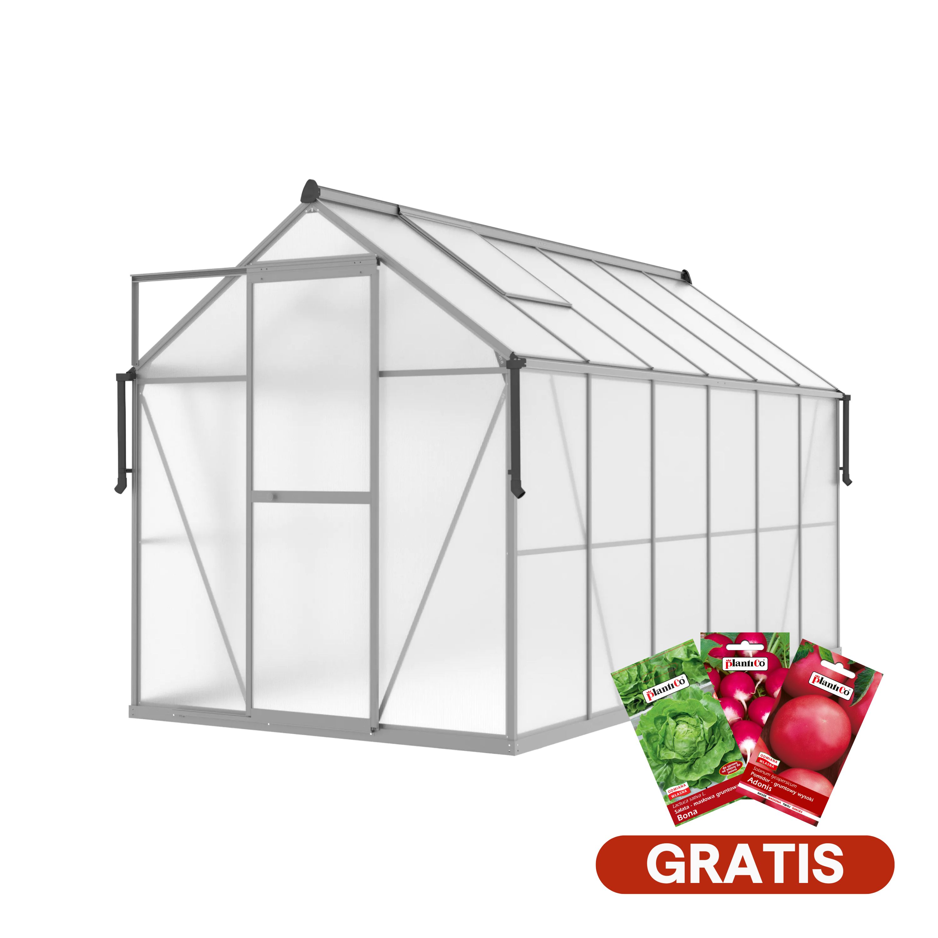 Záhradný skleník z polykarbonátu Slide-In NEW 183x361cm  Silver– Cultivo