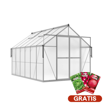 Aranżacja srebrnej szklarni z poliwęglanu