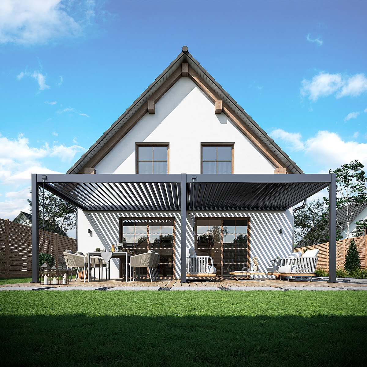 Prístenná pergola DELUXE Wall 3,6x7,2 Antracit - Gutroof
