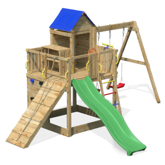 Drevené detské ihrisko s hojdačkou pre deti Fungoo Treehouse