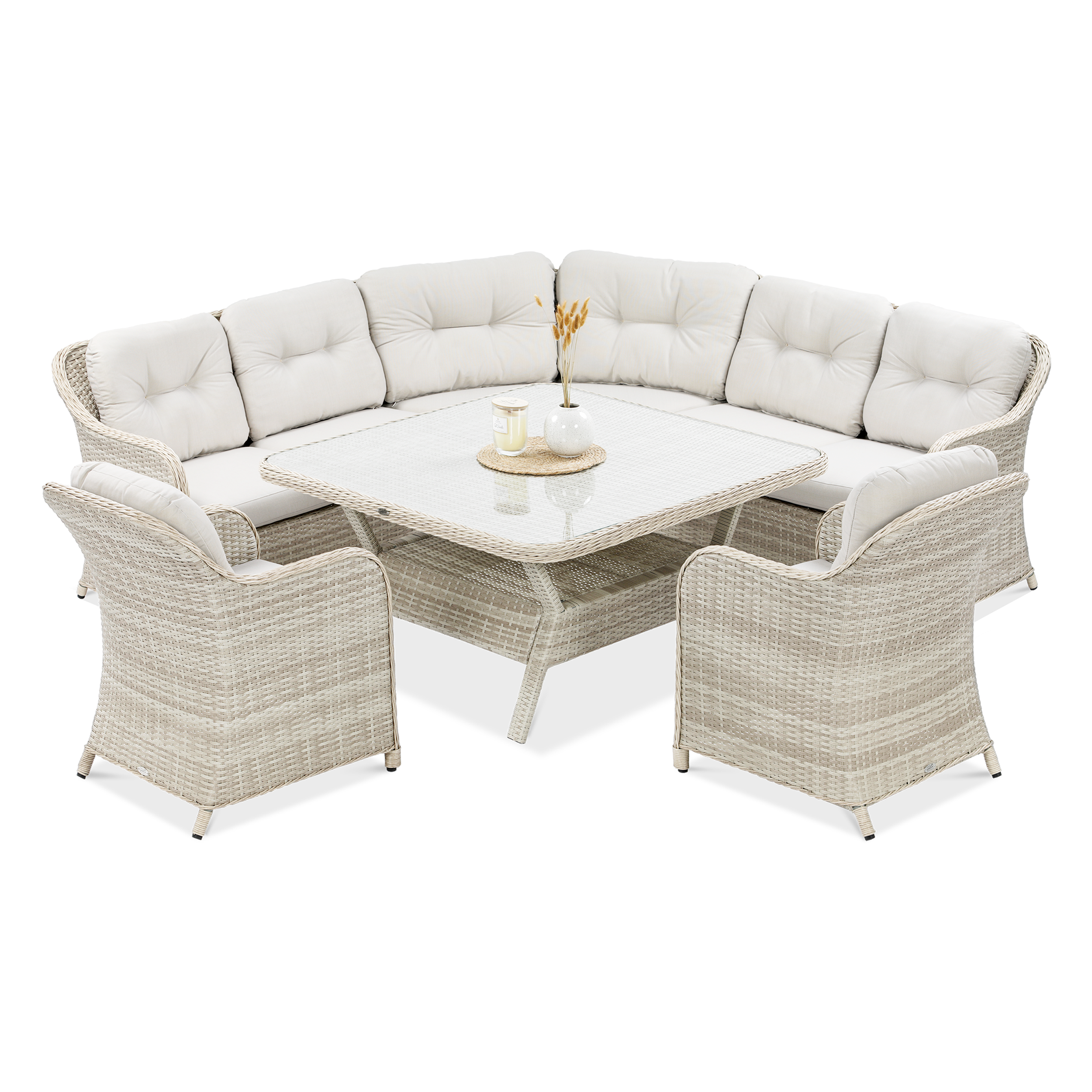 Záhradná rohová pohovka z umelého ratanu SAVONA Beige