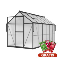 Záhradný polykarbonátový skleník 183x361 cm čierny - Cultivo