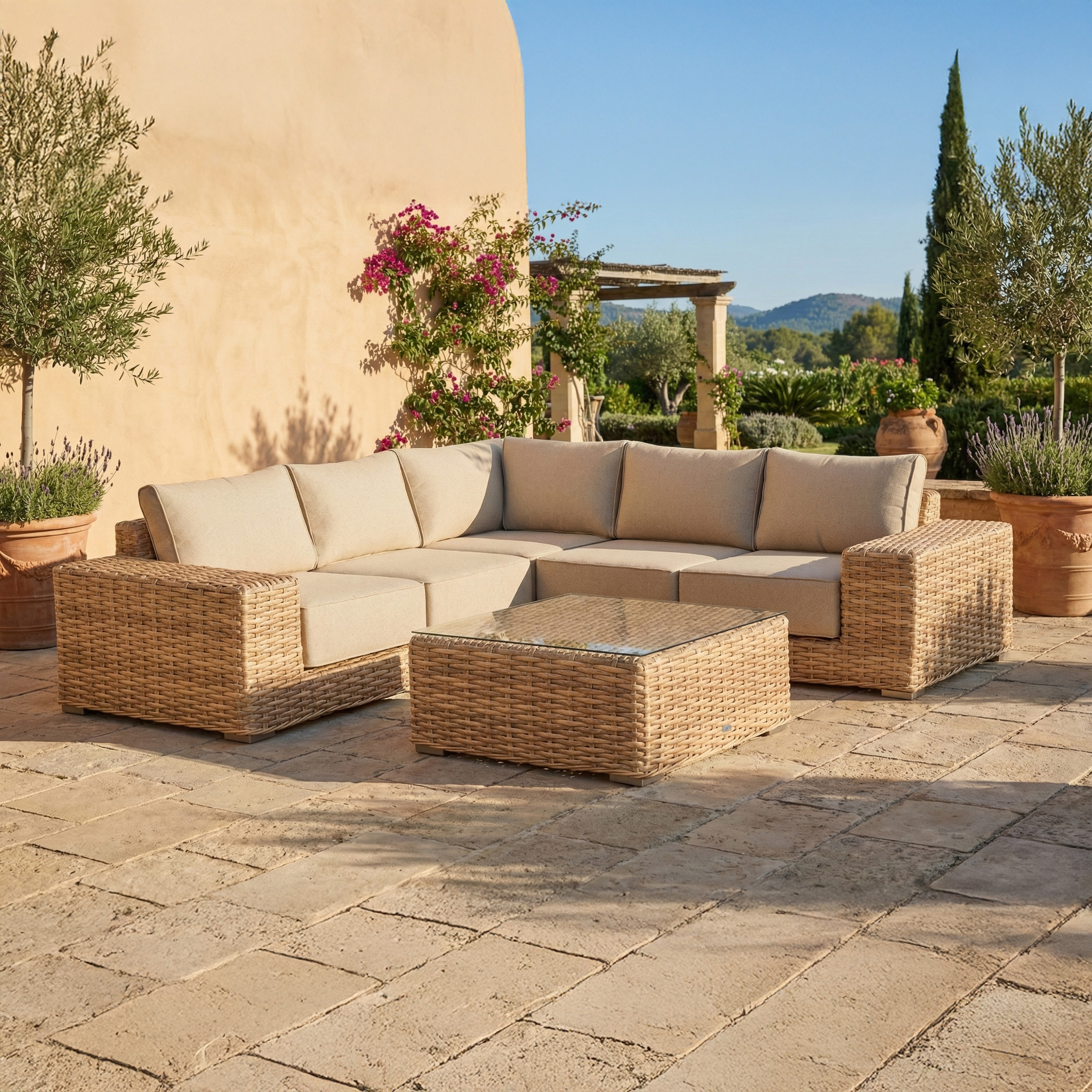 VEGA CAFFE Béžový technorattanový záhradný kútik - FURRORE