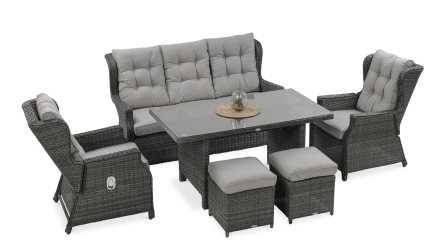 Technorattan nábytok BALTIMORE DINING + PUFY Dark Grey