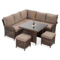 VENTURA Hnedá technorattanová rohová pohovka