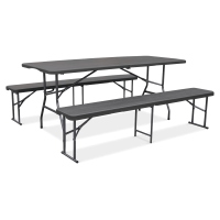 CATERING set stôl 180 cm + 2x lavica Grafitové drevo - Bjørkka