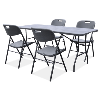 Zestaw CATERINGOWY stół 180 cm + 4x krzesło Graphite Wood - Focus Garden