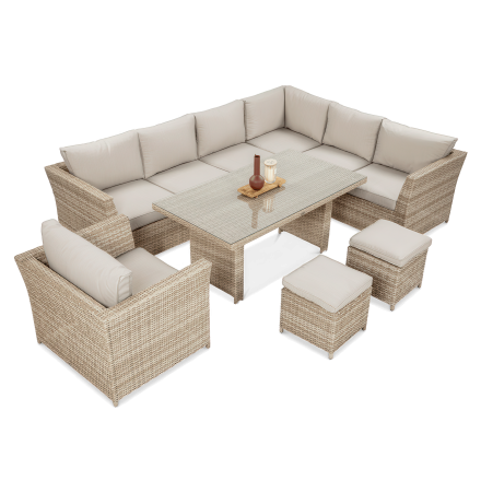 Technorattan rohová jednotka MONIZ DINING PLUS béžová