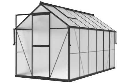 aranżacja na tarasie czarnej szklarni na pomidory "slide in"