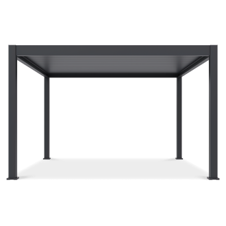 Elektrická terasa pergola DELUXE PRO Automatic 4x4 v antracitovej farbe s LED osvetlením na bielom pozadí