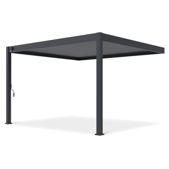 Hliníková pergola DELUXE Wall 3,6x4m antracitovej farby s nastaviteľnou strechou na dvoch stĺpoch