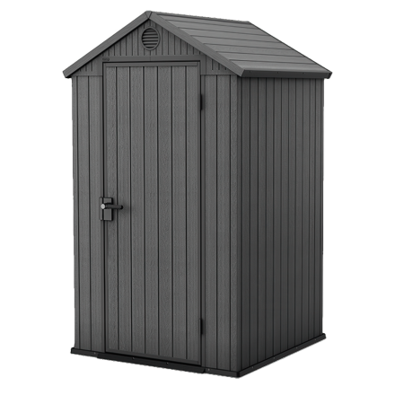 Aranżacja szarego domku narzędziowego DARWIN 4x4 w ogrodzie